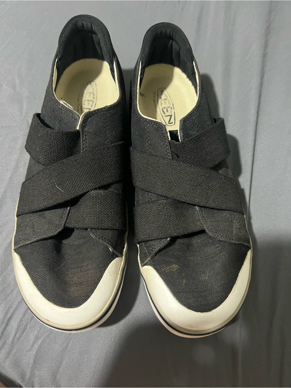 Keen Women’s Black Slip-On Athletic Sneakers with White Toe